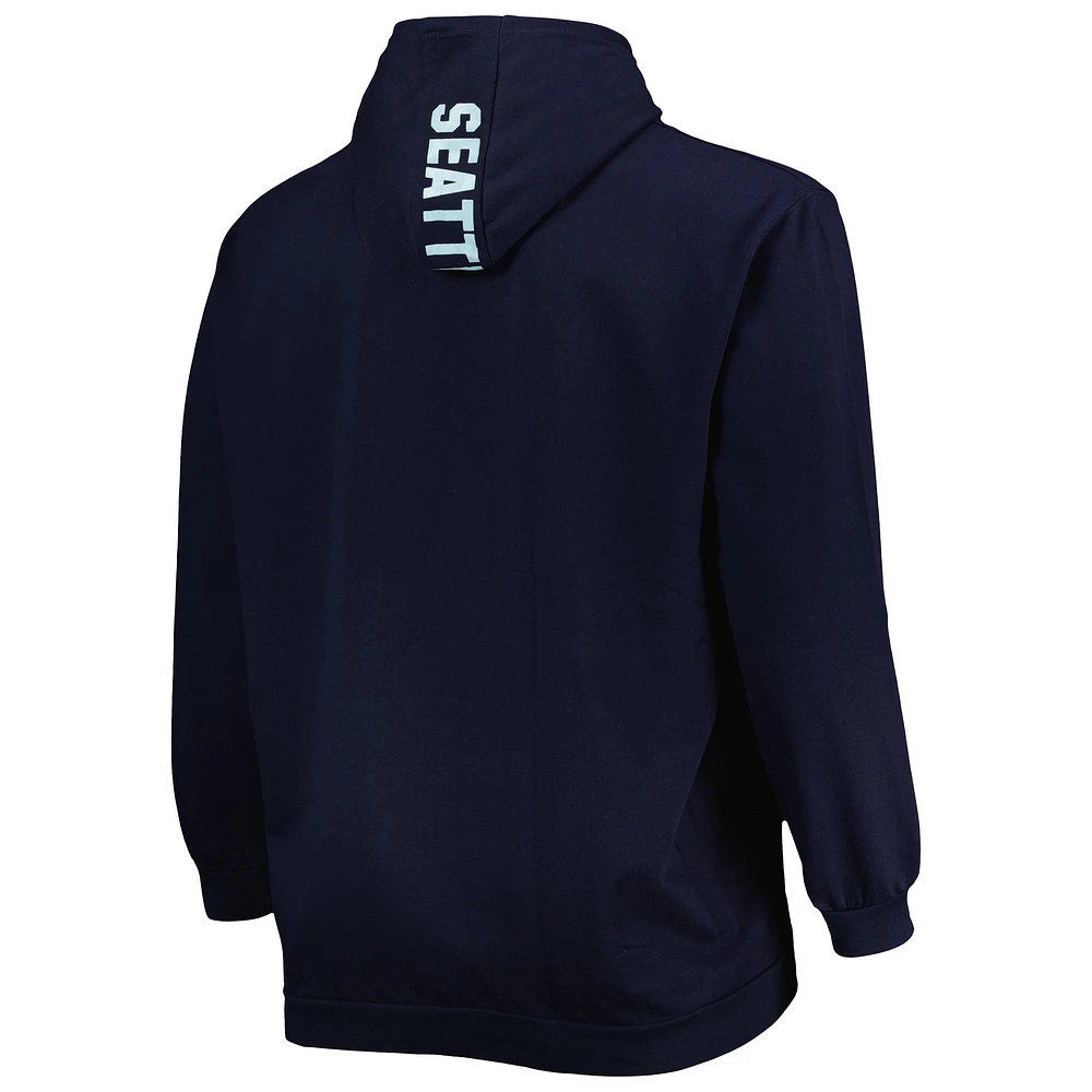 Men's Deep Sea Blue Seattle Kraken Big & Tall Fleece Pullover Hoodie
