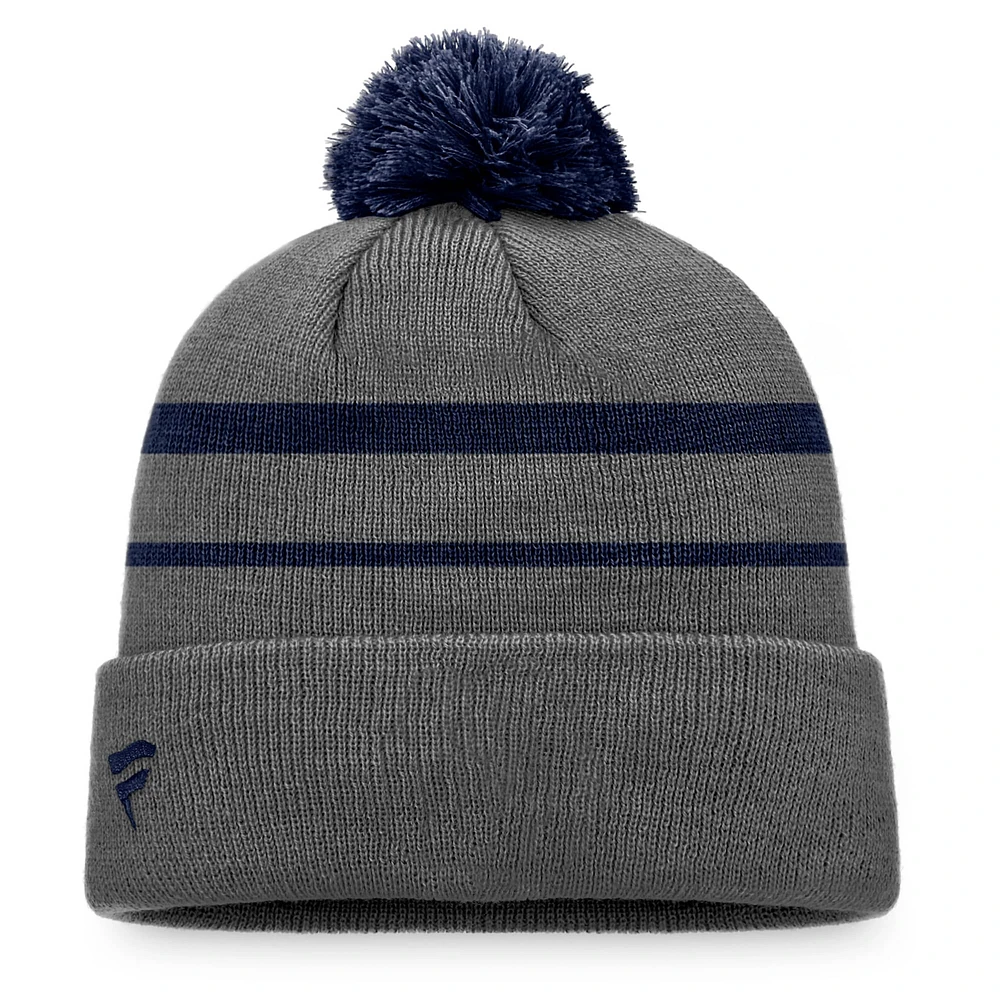 Men's Fanatics Charcoal/Deep Sea Blue Seattle Kraken Cuffed Knit Hat with Pom
