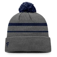Men's Fanatics Charcoal/Deep Sea Blue Seattle Kraken Cuffed Knit Hat with Pom