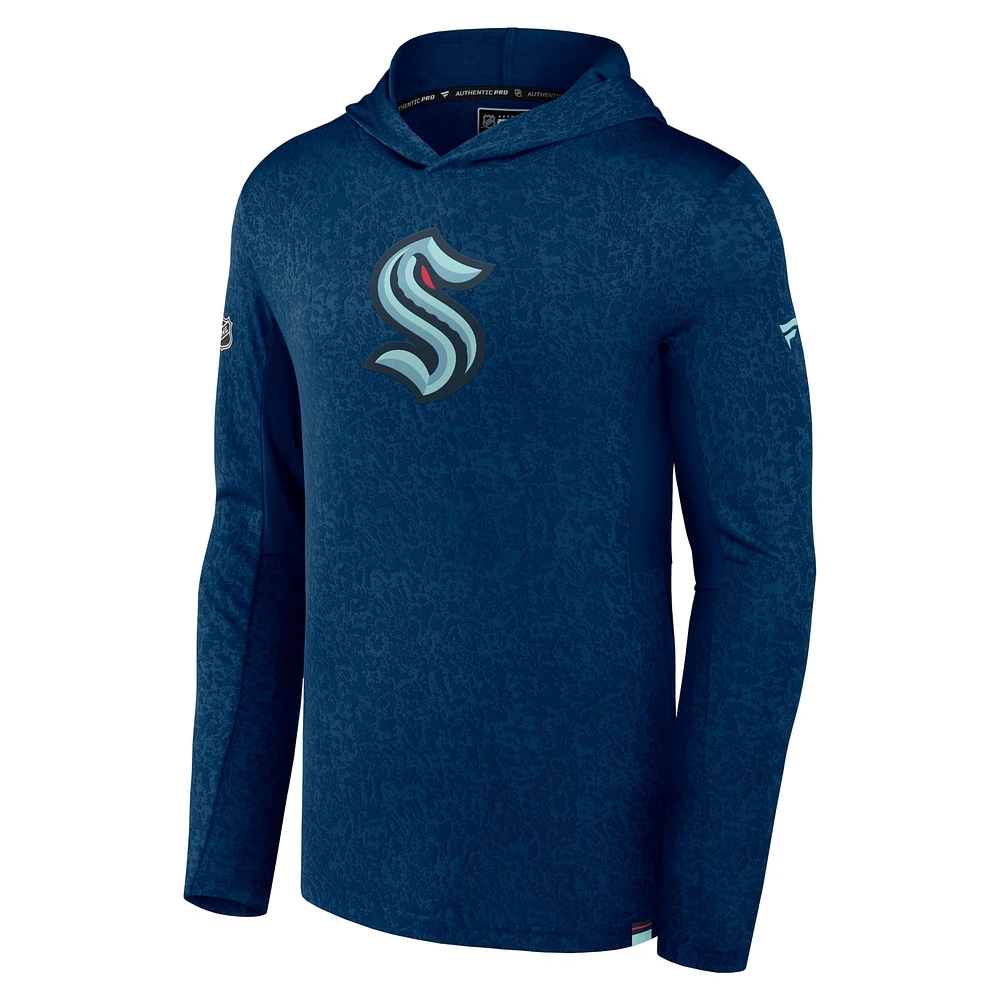 Men's Fanatics  Deep Sea Blue Seattle Kraken Authentic Pro Lightweight Pullover Hoodie