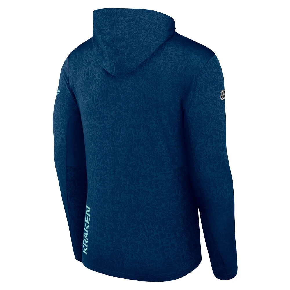 Men's Fanatics  Deep Sea Blue Seattle Kraken Authentic Pro Lightweight Pullover Hoodie