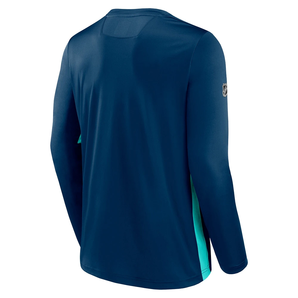 Men's Fanatics Deep Sea Blue Seattle Kraken Authentic Pro Tech - Long Sleeve T-Shirt