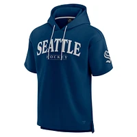 Men's Fanatics  Deep Sea Blue Seattle Kraken Elements Ready Short Sleeve Pullover Hoodie