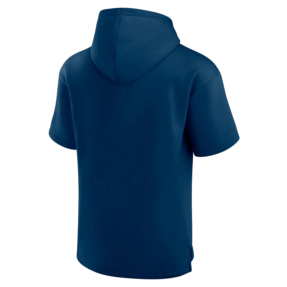 Men's Fanatics  Deep Sea Blue Seattle Kraken Elements Ready Short Sleeve Pullover Hoodie