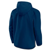 Men's Fanatics Deep Sea Blue Seattle Kraken Flagrant Foul Anorak Raglan Half-Zip Hoodie Jacket