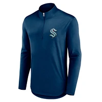 Men's Fanatics Deep Sea Blue Seattle Kraken Mock Neck Quarter-Zip Top