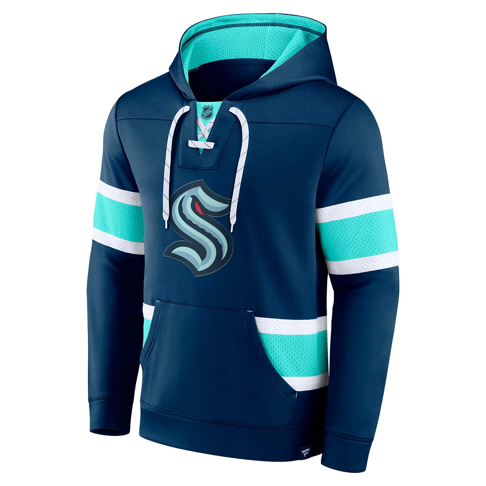 Men's Fanatics Deep Sea Blue Seattle Kraken Powerplay Warrior Pullover Hoodie