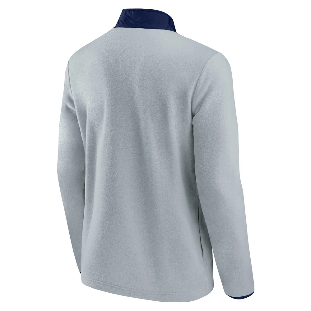 polaire Seattle Kraken Omni Fanatics gris/bleu profond pour hommes - Veste quart de bouton-pression