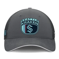 Men's Fanatics Gray Seattle Kraken Authentic Pro Home Ice Trucker Adjustable Hat