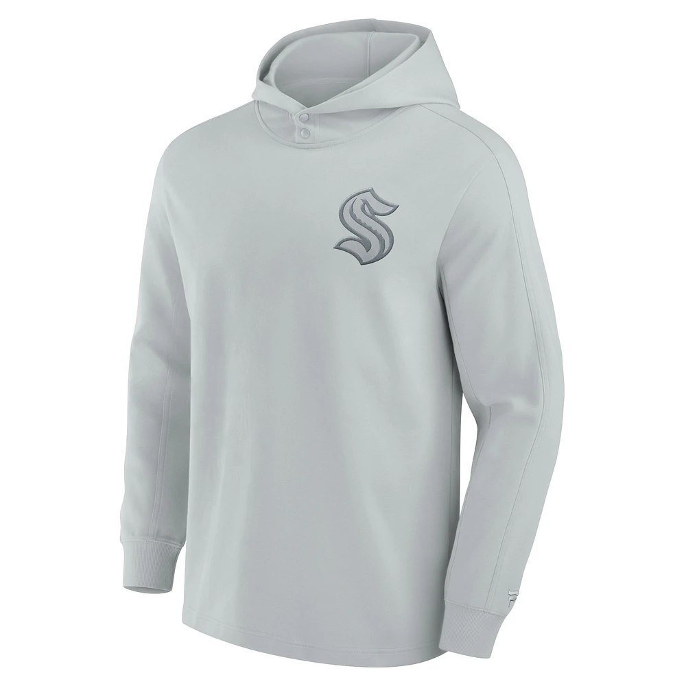 Men's Fanatics Gray Seattle Kraken Elements Lightweight Tri-Blend Fleece Hoodie