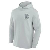 Men's Fanatics Gray Seattle Kraken Elements Lightweight Tri-Blend Fleece Hoodie