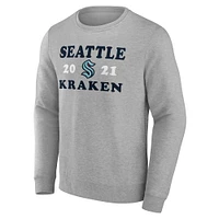 Men's Fanatics Heather Charcoal Seattle Kraken Fierce Competitor Pullover Sweatshirt