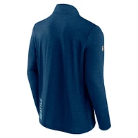 Men's Fanatics Heather Deep Sea Blue Seattle Kraken 2022 Authentic Pro Fleece - Quarter-Zip Jacket