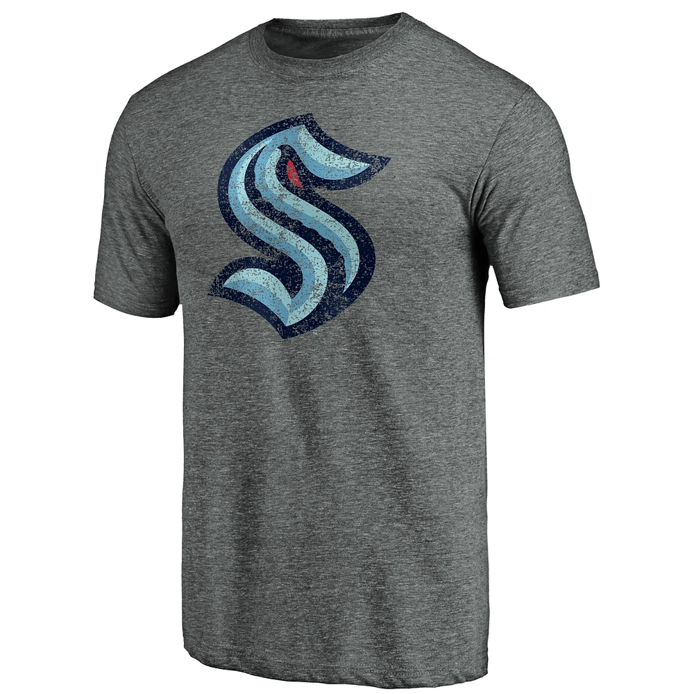 T-shirt triple mélange Fanatics Heather Grey Seattle Kraken Distressed Team pour hommes