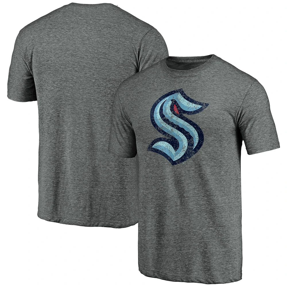 T-shirt triple mélange Fanatics Heather Grey Seattle Kraken Distressed Team pour hommes