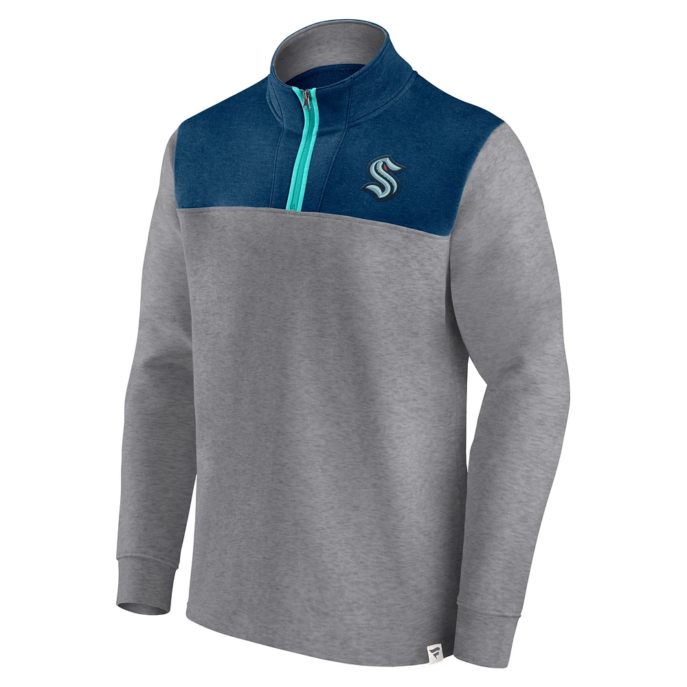 Men's Fanatics Heather Gray Seattle Kraken Launch It Quarter-Zip Jacket