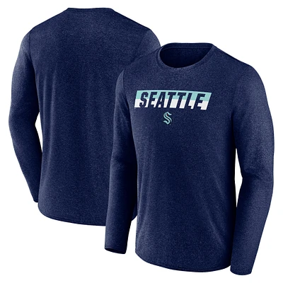 T-shirt à manches longues de transition Seattle Kraken pour homme Fanatics Heather Navy