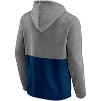 Men's Fanatics Heathered Gray/Deep Sea Blue Seattle Kraken Block Party Classic Arch Signature Pullover Hoodie