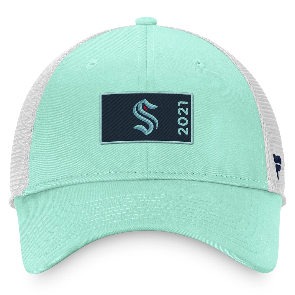 Men's Fanatics Light Blue/White Seattle Kraken Authentic Pro Rink Trucker Snapback Hat