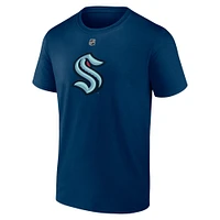 Men's Fanatics Matty Beniers Deep Sea Blue Seattle Kraken Authentic Stack Name & Number T-Shirt