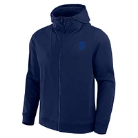 Men's Fanatics  Navy Seattle Kraken Elements Tonal Primary Tri-Blend Full-Zip Hoodie