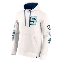 Men's Fanatics White Seattle Kraken Letterman Fleece Pullover Hoodie