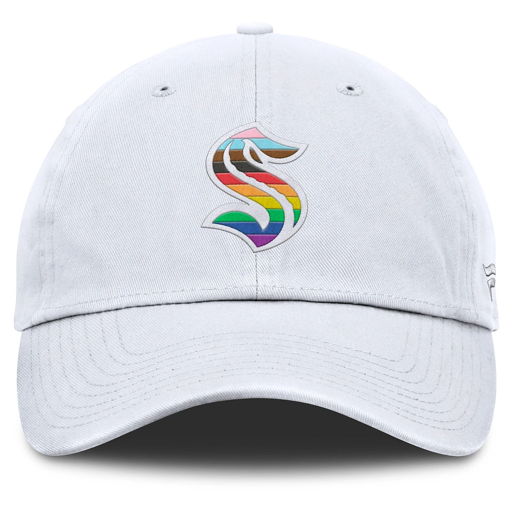 Men's Fanatics White Seattle Kraken PRIDE Adjustable Hat