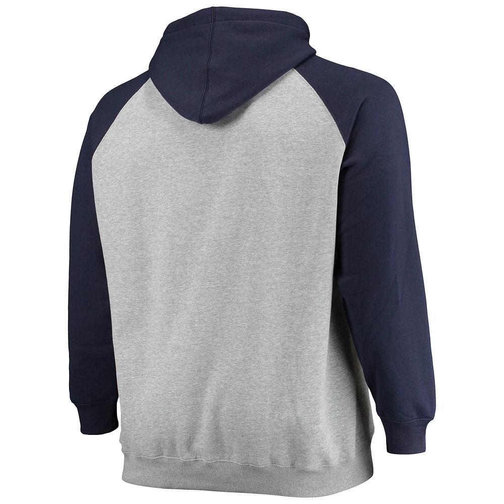 Sweat à capuche raglan Seattle Kraken pour homme, gris chiné/bleu marine, grande taille