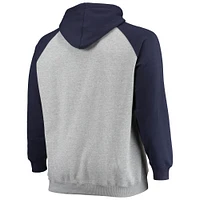 Sweat à capuche raglan Seattle Kraken pour homme, gris chiné/bleu marine, grande taille