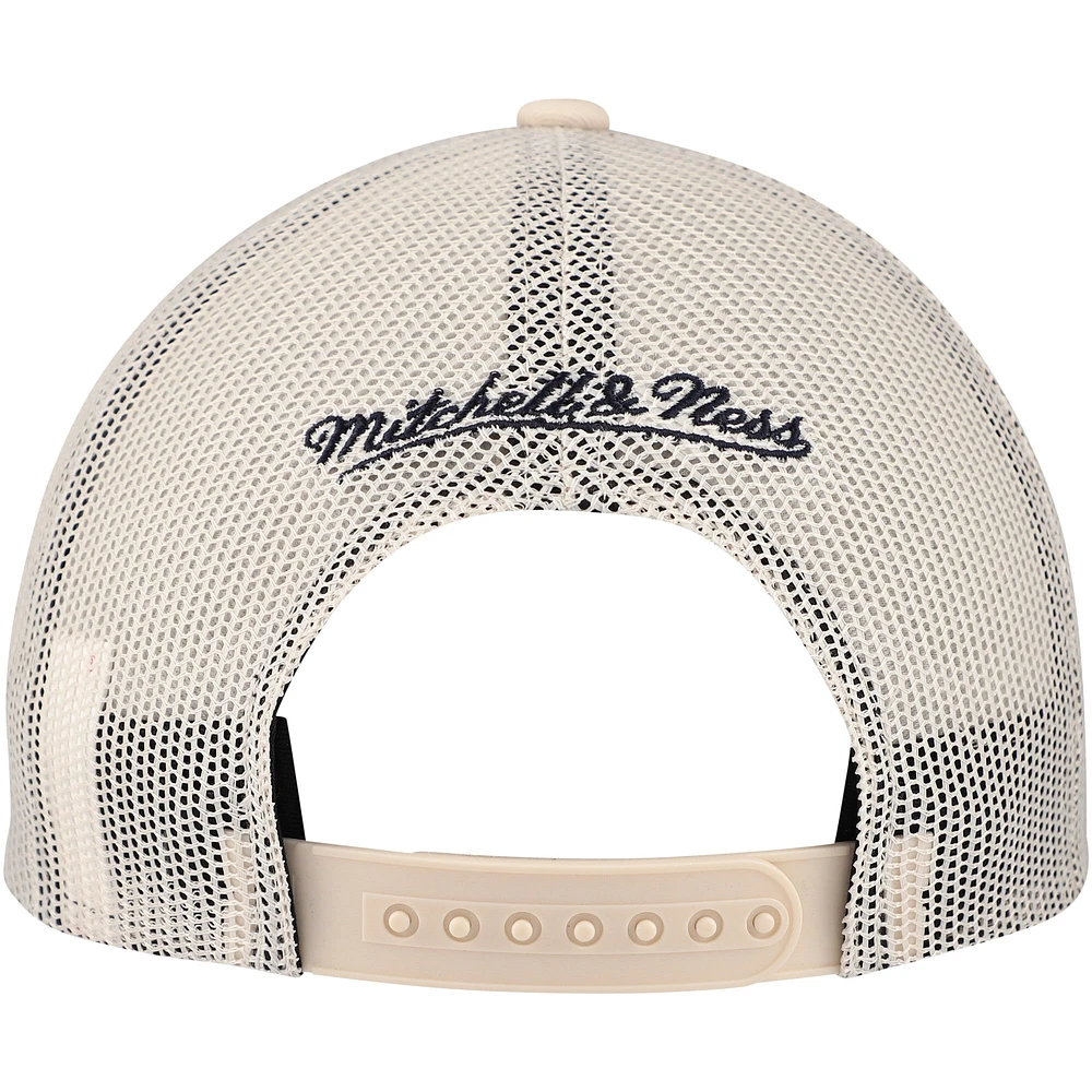 Men's Mitchell & Ness Cream Seattle Kraken Foam Front Trucker Adjustable Hat