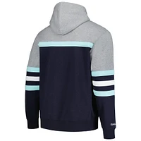 Men's Mitchell & Ness Deep Sea Blue/Gray Seattle Kraken Head Coach Pullover Hoodie