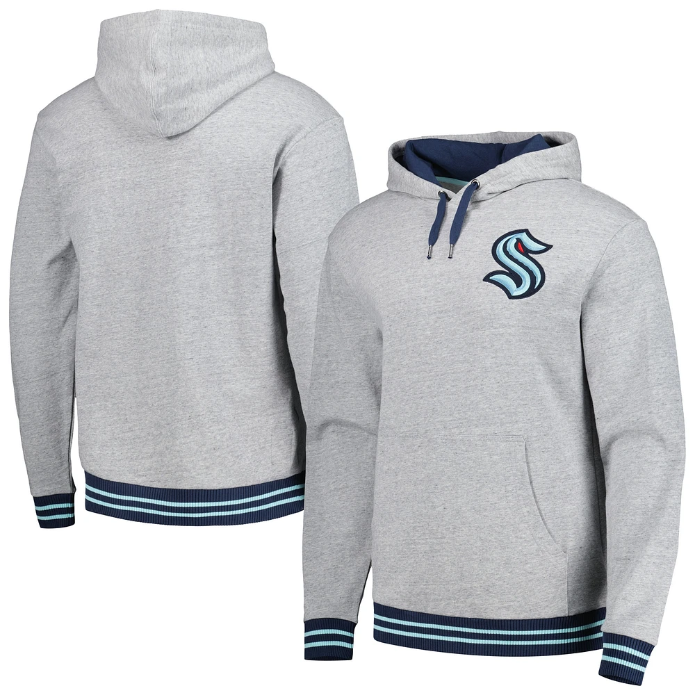 Men's Mitchell & Ness Heather Gray Seattle Kraken Classic French Terry Pullover Hoodie