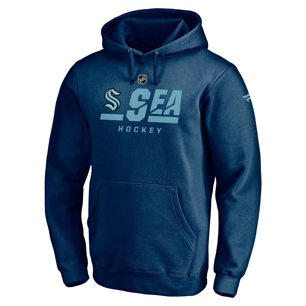 Sweat à capuche avec logo secondaire authentique Seattle Kraken pour homme bleu marine