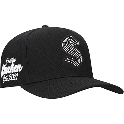 Men's Pro Standard Black Seattle Kraken Paint the City Pinch Front Snapback Hat