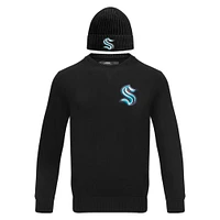 Men's Pro Standard Black Seattle Kraken Pullover Sweater & Cuffed Knit Hat Box Gift Set
