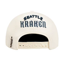 Men's Pro Standard Cream Seattle Kraken Retro Classic Logo Snapback Hat