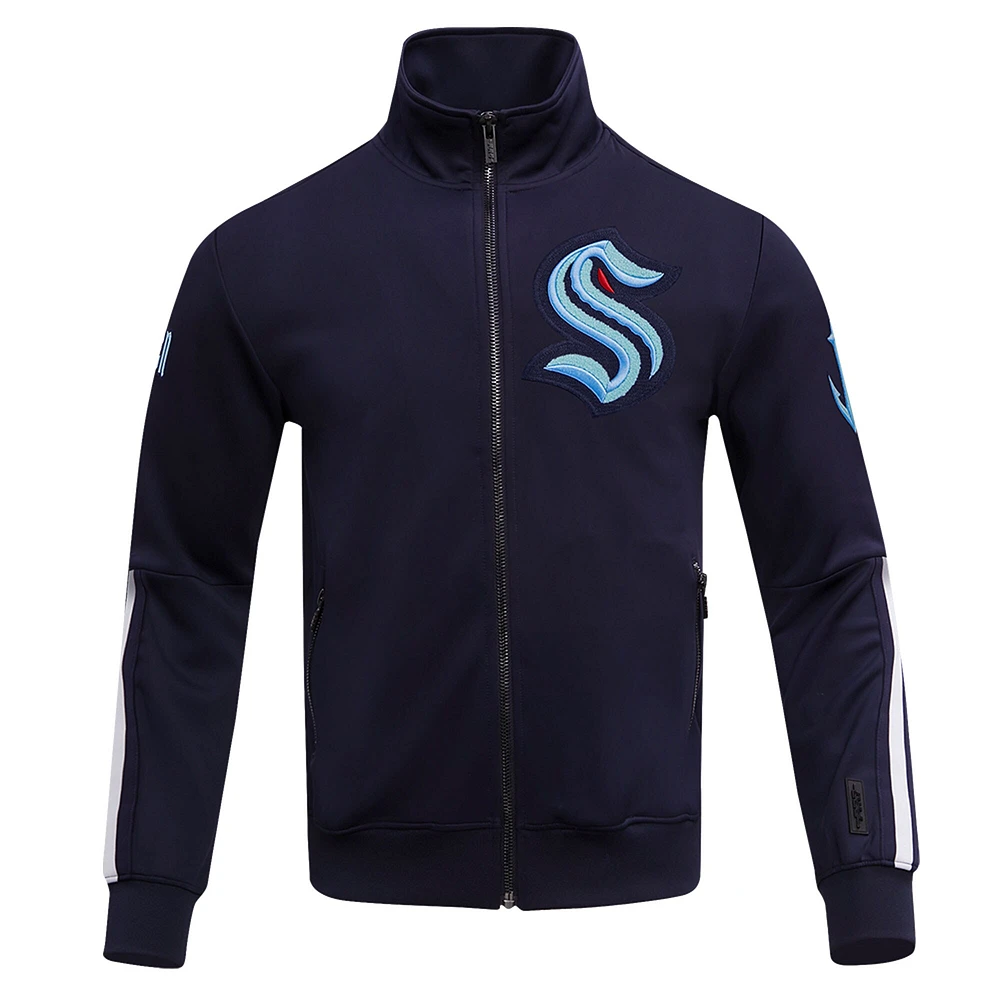 Men's Pro Standard Navy Seattle Kraken Classic Chenille Full-Zip Track Jacket