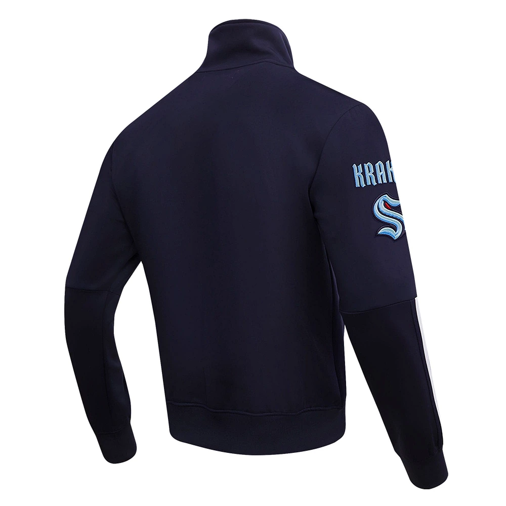 Men's Pro Standard Navy Seattle Kraken Classic Chenille Full-Zip Track Jacket