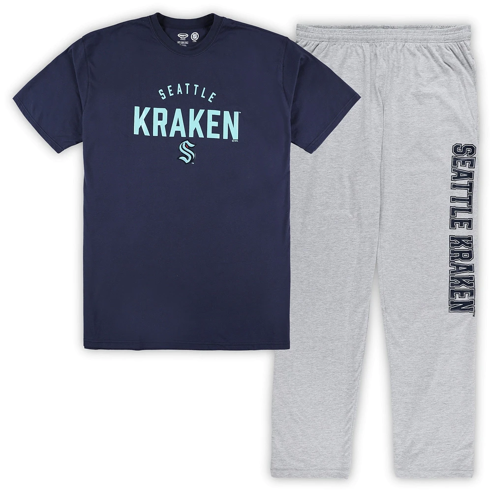 T-shirt et pantalon Seattle Kraken bleu marine/gris chiné pour homme