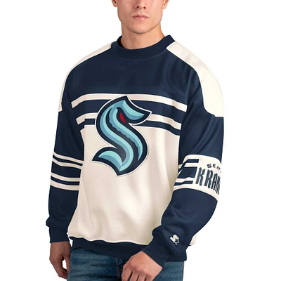 Sweat-shirt à col rond en polaire Starter White Seattle Kraken Defense pour hommes