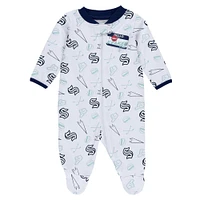 Newborn & Infant WEAR by Erin Andrews White Seattle Kraken Sleep Play Full-Zip Footed Jumper with Bib