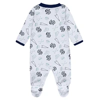 Newborn & Infant WEAR by Erin Andrews White Seattle Kraken Sleep Play Full-Zip Footed Jumper with Bib