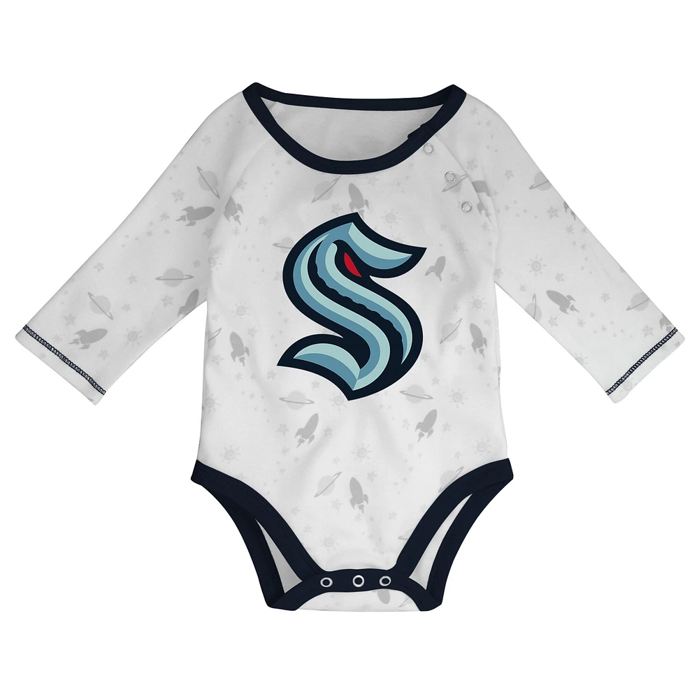 Newborn & Infant White/Deep Sea Blue Seattle Kraken Dream Team Hat Pants Bodysuit Set
