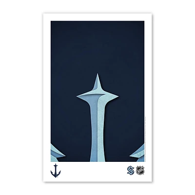 Affiche minimaliste avec logo Seattle Kraken 11" x 17"