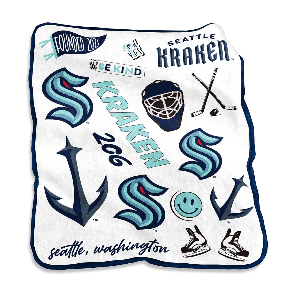 Seattle Kraken Couverture en peluche Native Raschel 50 po x 60 po