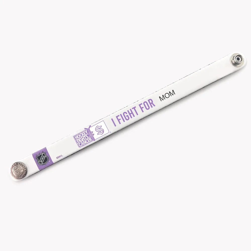 White Seattle Kraken Hockey Fights Cancer Personalized Ribbon Keychain