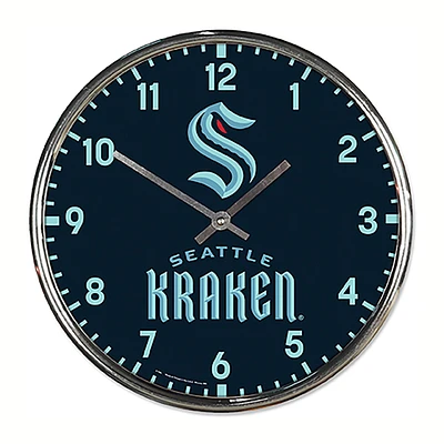 WinCraft Seattle Kraken Horloge murale chromée