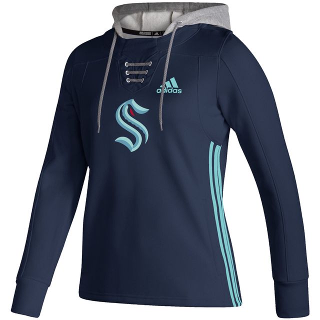 Sweat à capuche pour femme adidas Deep Sea Blue Seattle Kraken Skate Lace AEROREADY