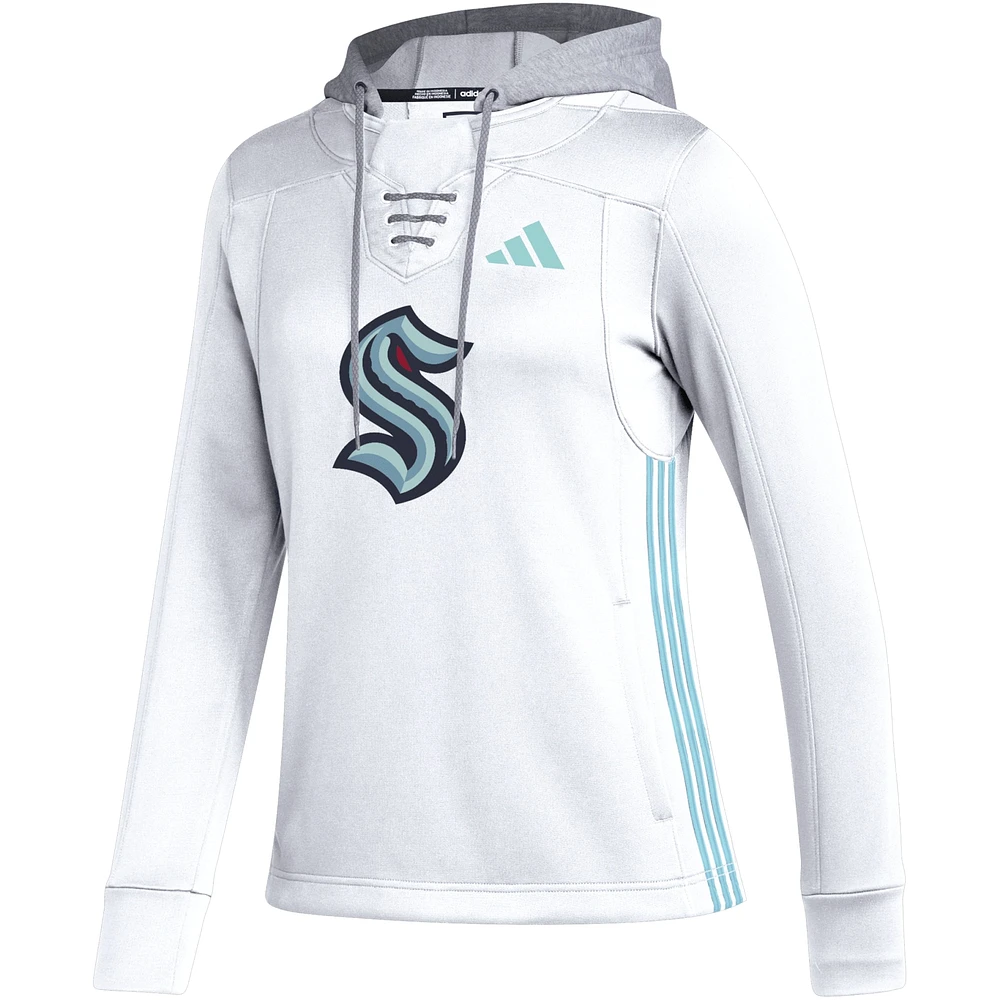 Sweat à capuche adidas Seattle Kraken Refresh Skate Lace AEROREADY blanc pour femme