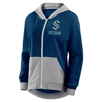 Women's  Deep Sea Blue Seattle Kraken Hit It French Terry Full-Zip Hoodie